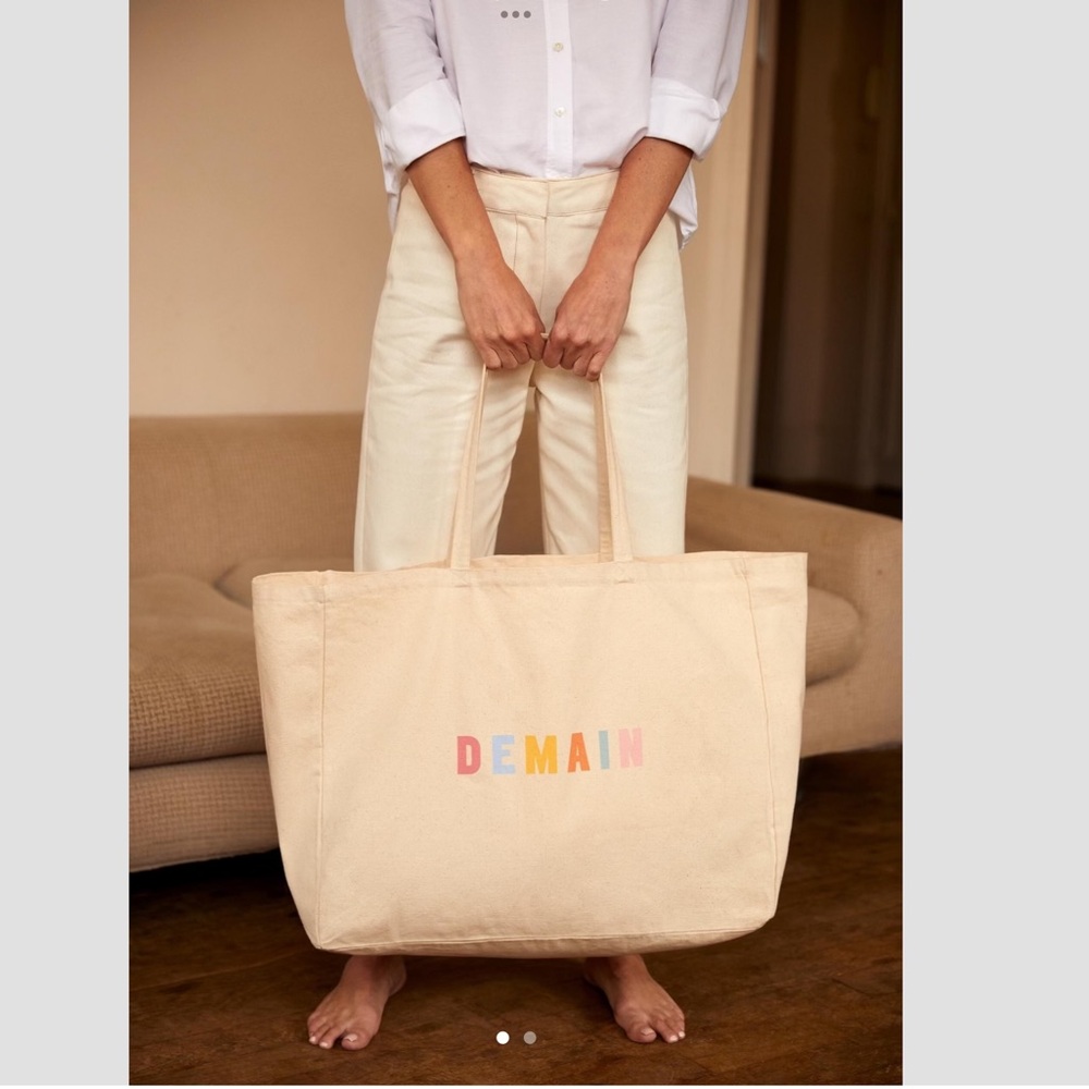 NEW Sezane Organic Cotton Canvas Maxi Tote Beach Bag